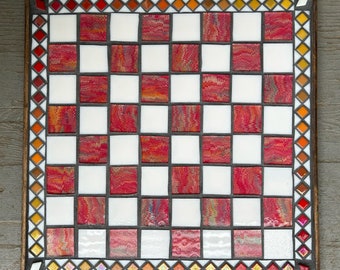 Mixed media mosaic chess or checker board