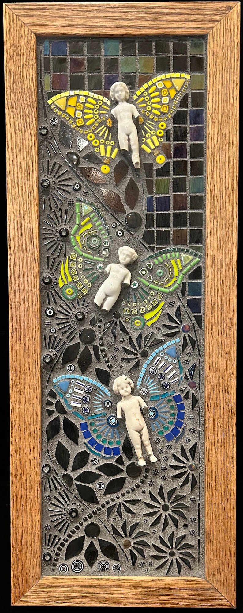 Mixed media mosaic Midnight Garden image 1