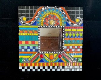 Mixed media mosaic mirror