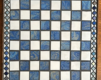 Mixed media mosaic chess or checker board