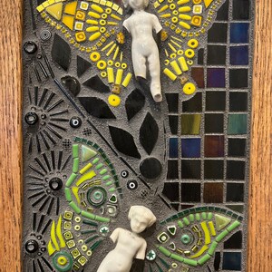 Mixed media mosaic Midnight Garden image 4