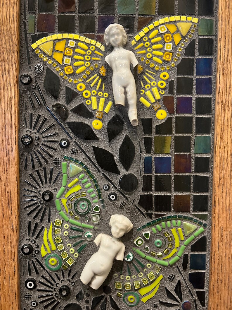 Mixed media mosaic Midnight Garden image 4