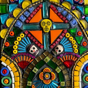 Mixed media mosaic, Day of the Dead Totem image 6