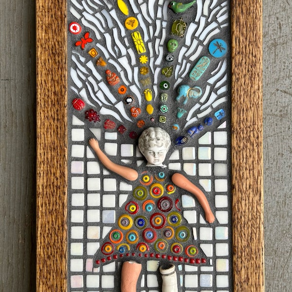 Mixed media mosaic, “Imagine”