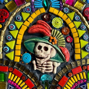 Mixed media mosaic, Day of the Dead Totem image 5