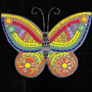 Indoor or Outdoor Mosaic, Mixed media mosaic, “Rainbow Butterfly”