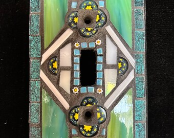 Mixed media mosaic light switch cover