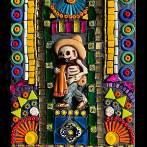 Mixed media mosaic, Day of the Dead Totem image 2