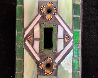 Mixed media mosaic light switch cover