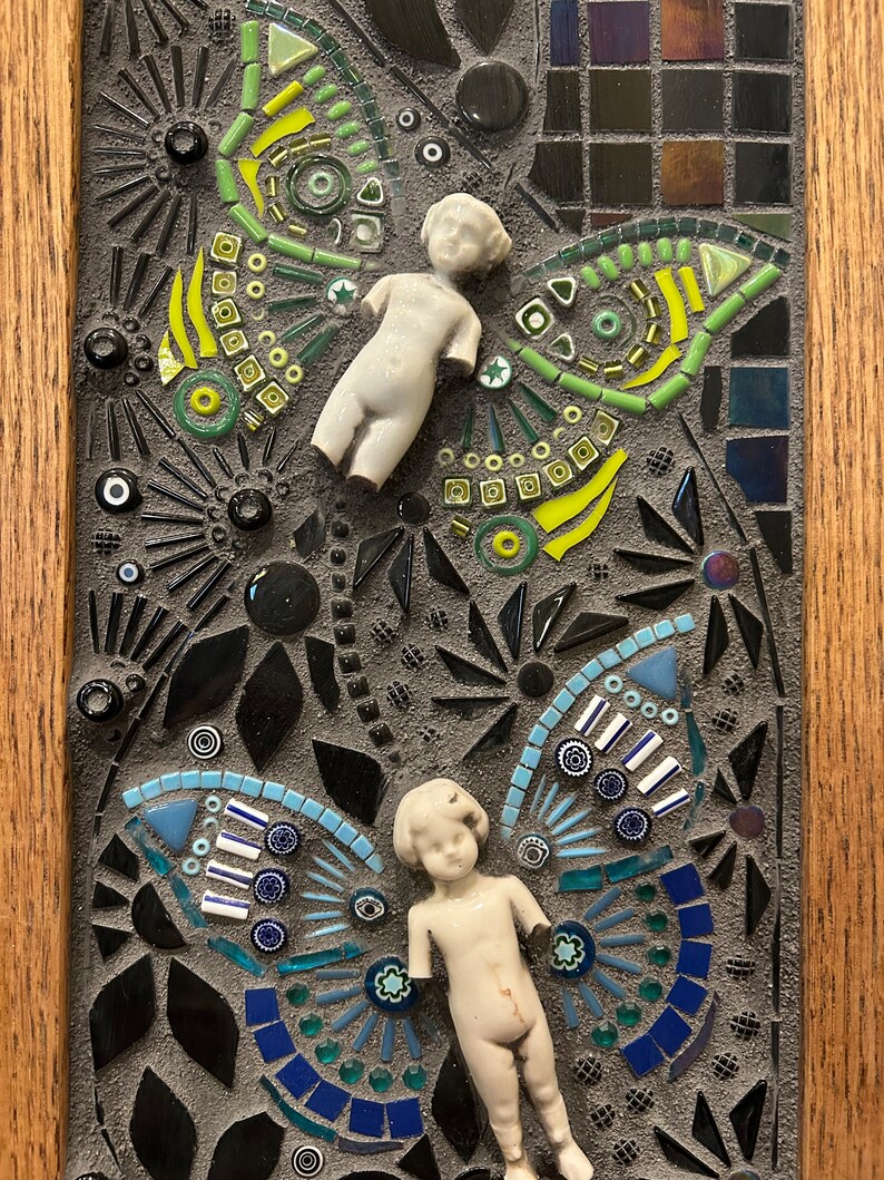 Mixed media mosaic Midnight Garden image 3