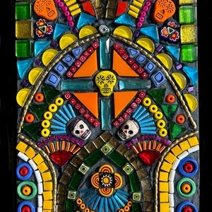 Mixed media mosaic, Day of the Dead Totem image 3