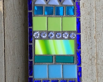 Indoor or Outdoor Mixed media mosaic “Blue Geometry”