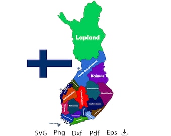Carte de la Finlande SVG, carte vectorielle de la Finlande au format AI, Pdf, dxf