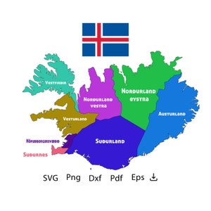 Carte de l'Islande SVG, carte vectorielle de l'Islande au format AI, Pdf, dxf