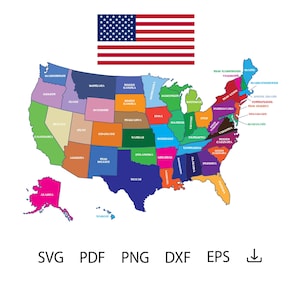 Carte vectorielle moderne de la région des États-Unis au format svg. comprend des cartes vectorielles aux formats Eps, pdf et dxf