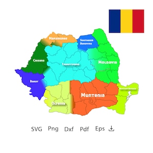 Regionale kaart SVG, Roumaniaanse kaart in formaat AI, Pdf, dxf
