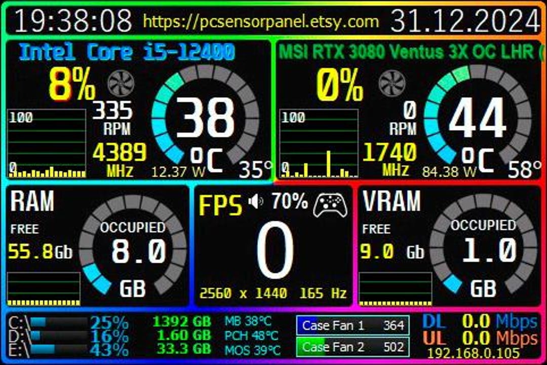 Skin (sample) for Aida64 Secondary Display (screen) 480*320