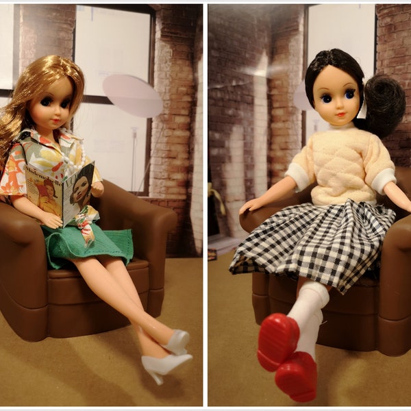 Fleur doll Chesterfield Chair, 1:6 scale doll - 1/6 scale doll vintage furniture living room 1970's, no dolls, no box