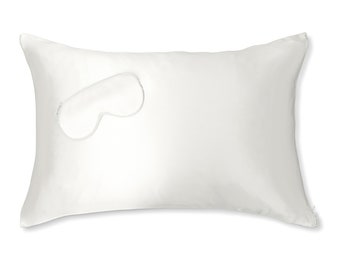 Silk Queen Pillowcase + Eye Mask Set - Ivory White | 25 Momme 100% Mulberry Silk | Grade 6A | Perfect For Sensitive Skin