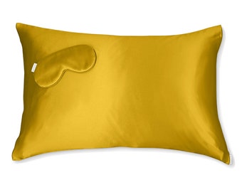 Silk Queen Pillowcase + Eye Mask Set - Mustard Yellow | 25 Momme 100% Mulberry Silk | Grade 6A | Perfect For Sensitive Skin