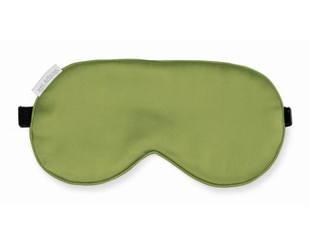 Silk Eye Mask / Sleep Mask - Olive Green | 25 Momme 100% Mulberry Silk | One Size Fits All With Adjustable Strap | Completely Opaque