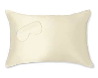 Silk Queen Pillowcase + Eye Mask Set - Macaron Beige | 25 Momme 100% Mulberry Silk | Grade 6A | Perfect For Sensitive Skin