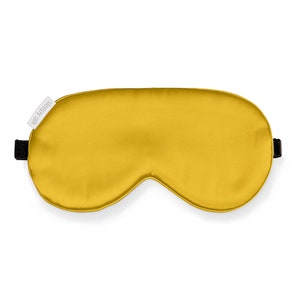 Silk Eye Mask / Sleep Mask - Mustard Yellow | 25 Momme 100% Mulberry Silk | One Size Fits All With Adjustable Strap | Completely Opaque