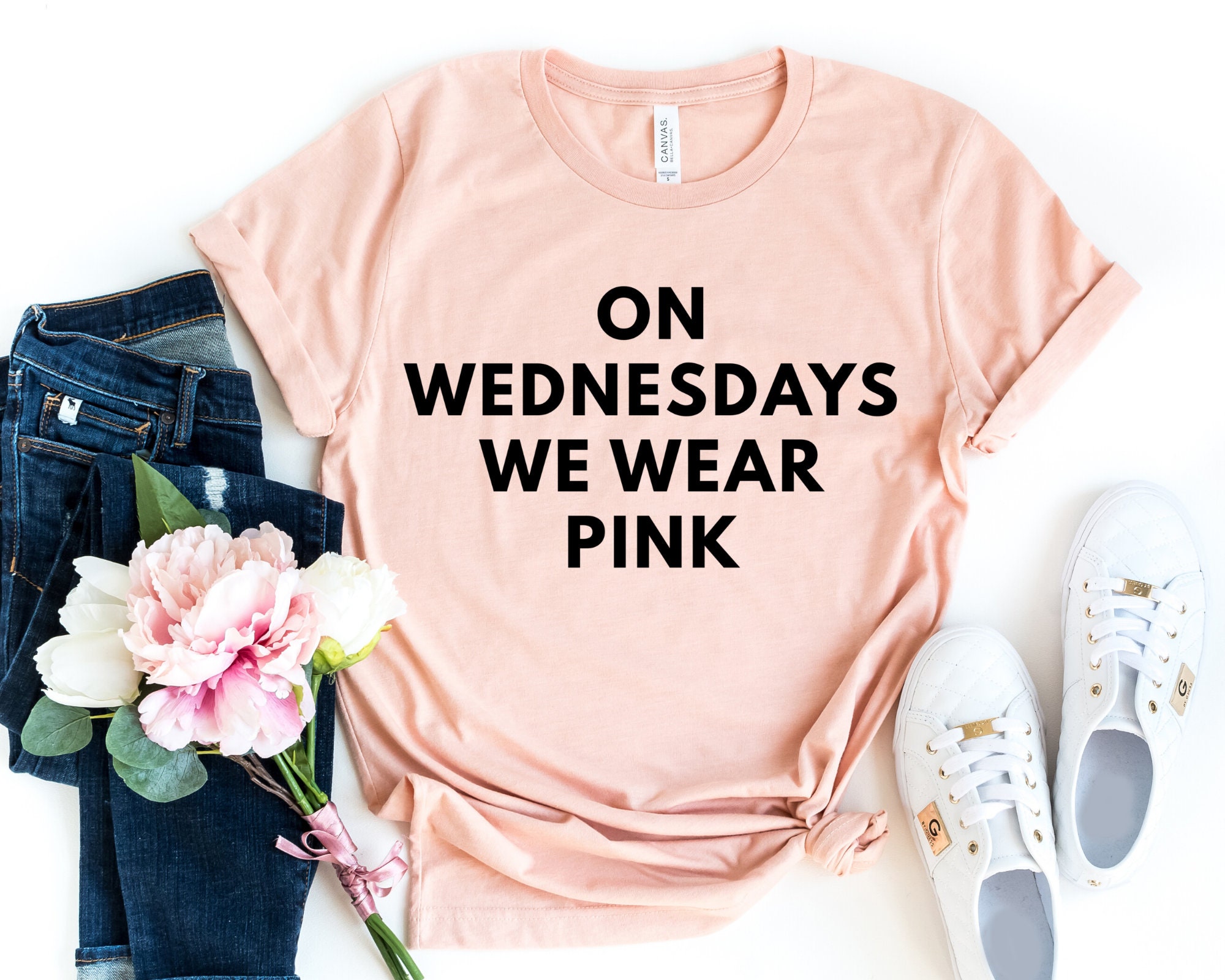 On Wednesdays We Wear Pink Shirt Pink Tshirt Graphic Etsy