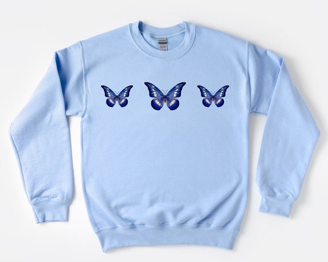 blue butterfly sweatshirt