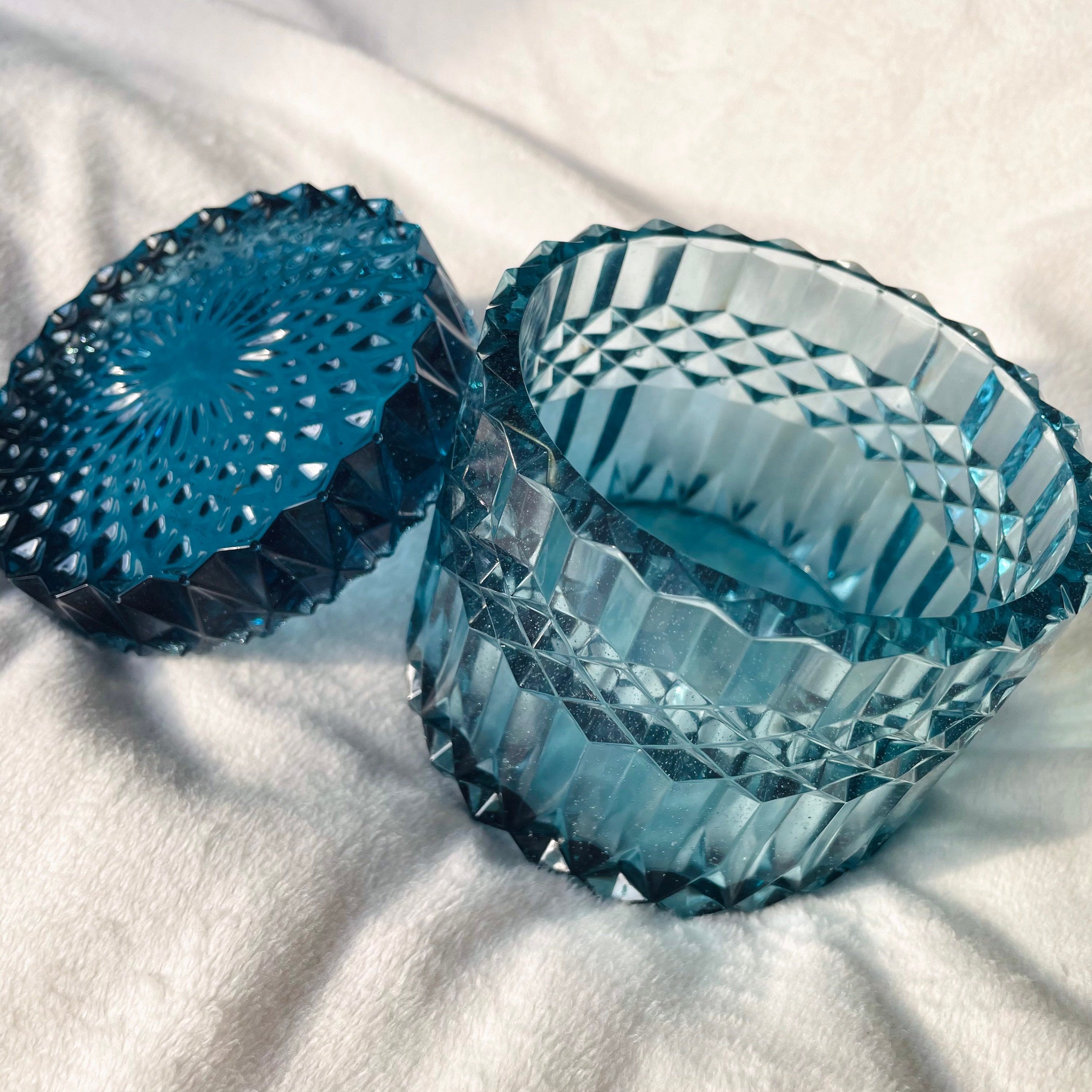 Vintage Glass Style Trinket Box with Lid Etsy