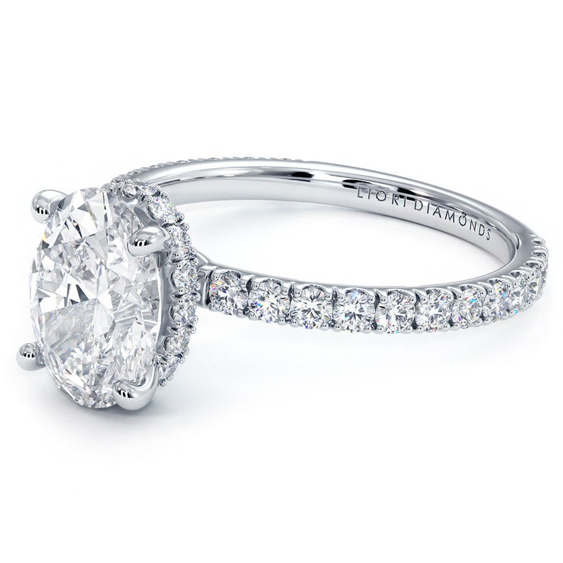 2.5 ct Oval Cut Under Halo Petite Micropavé Diamond Engagement Etsy