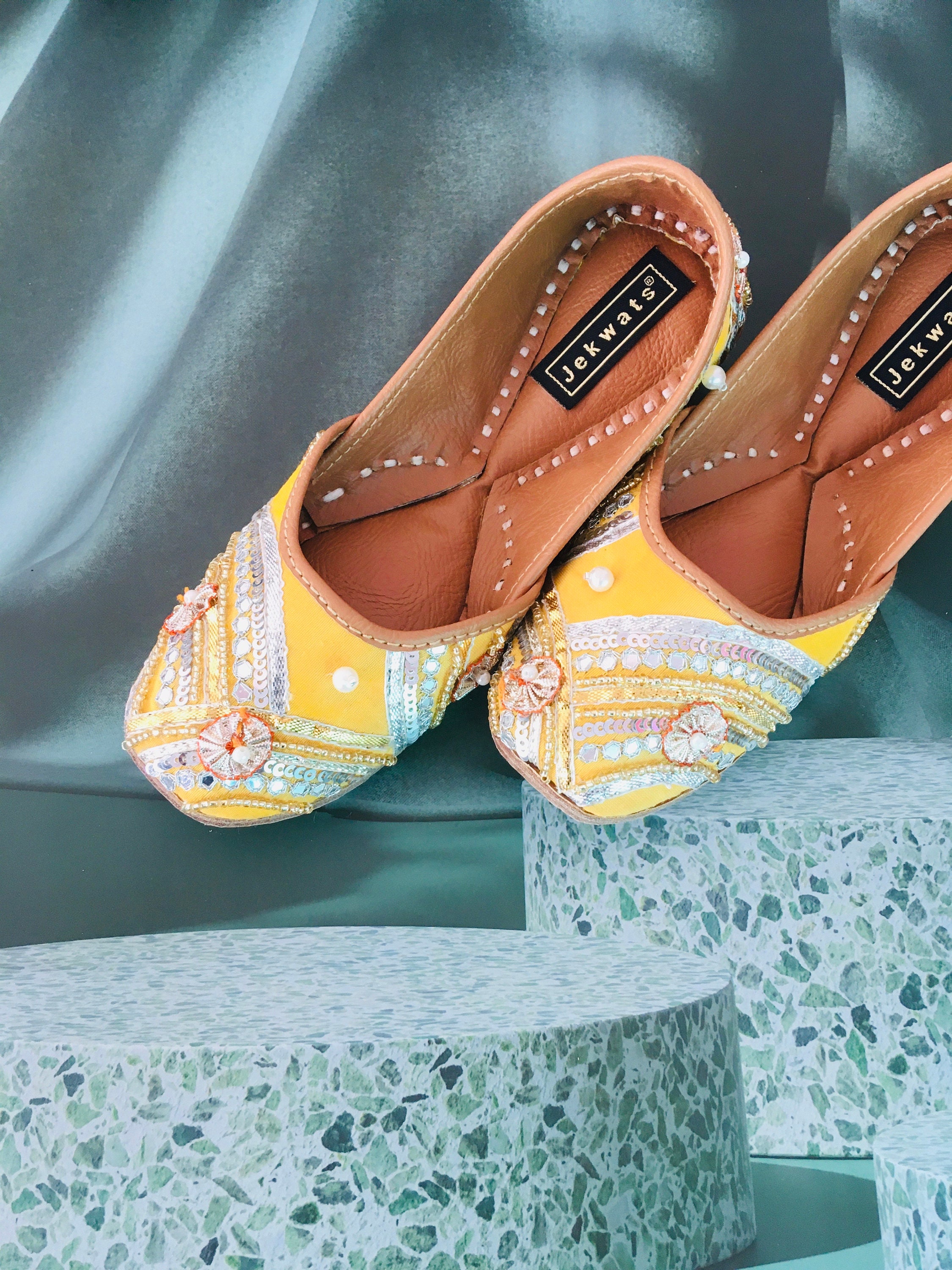 Rajasthani Yellow Embroidered Juttis for Women/ Kids/handmade Jutties