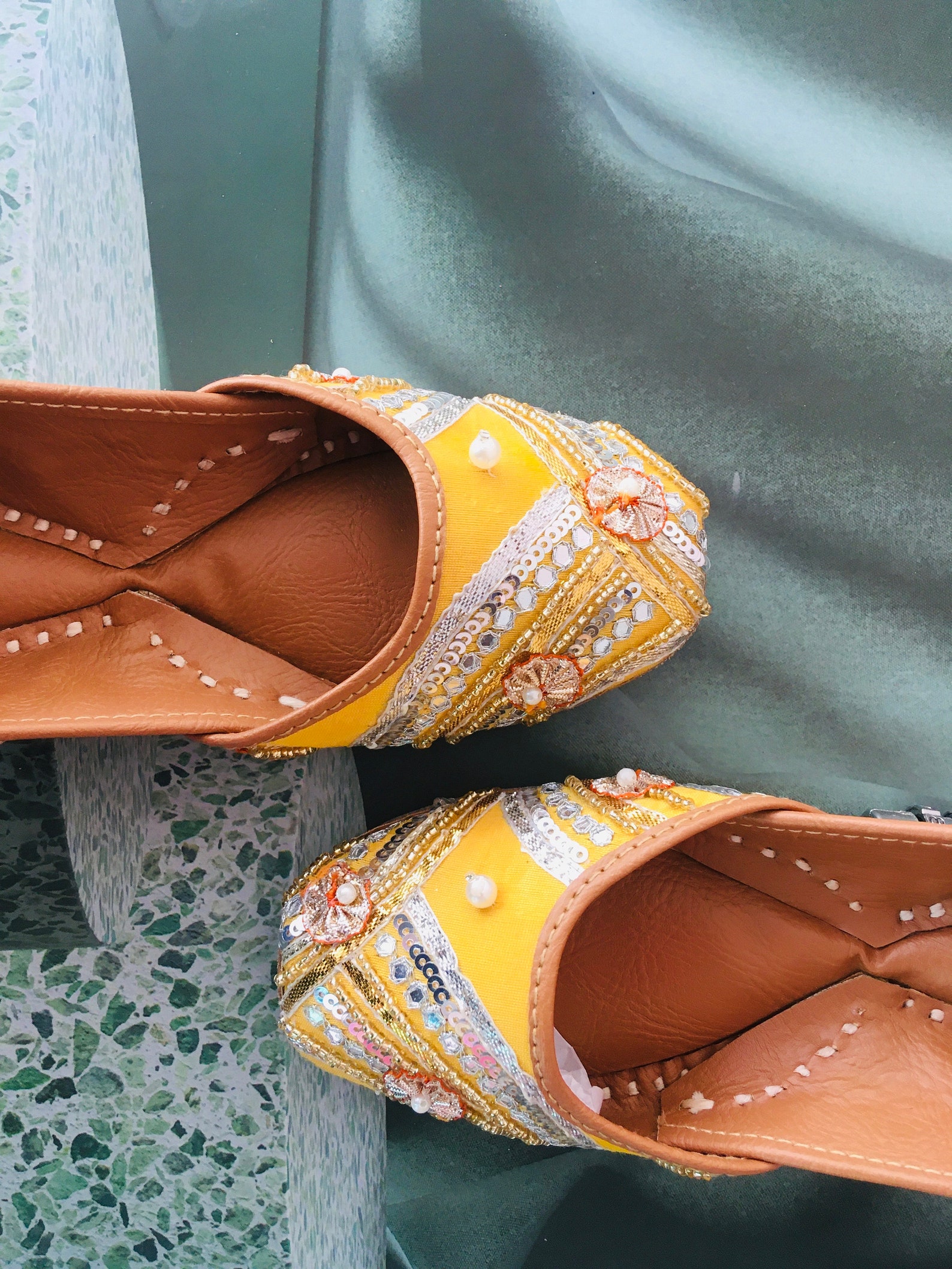 Rajasthani Yellow Embroidered Juttis for Women/ Kids/handmade Jutties