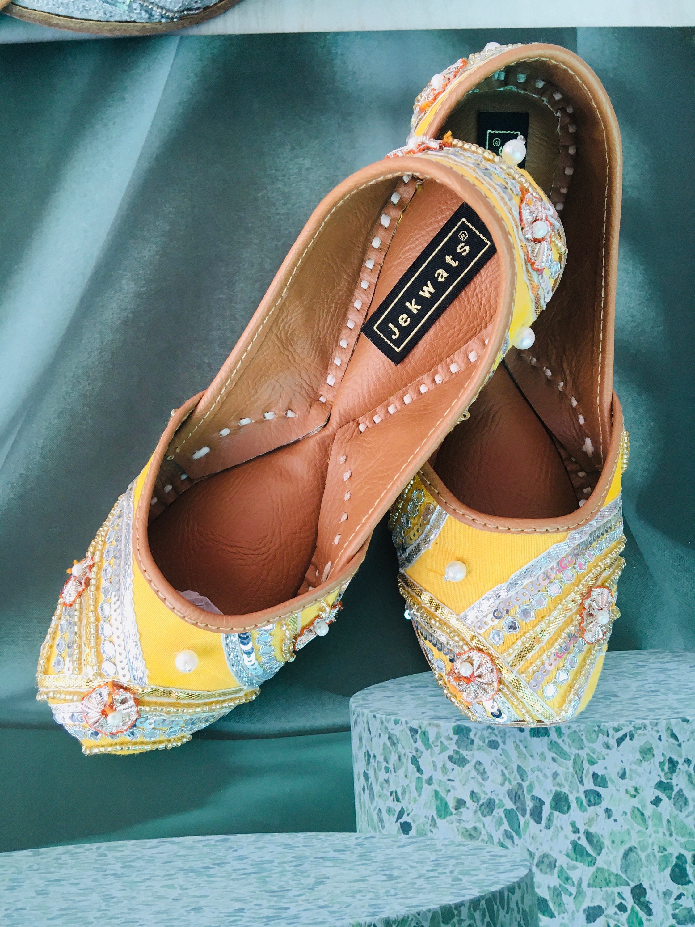 Rajasthani Yellow Embroidered Juttis for Women/ Kids/handmade Jutties