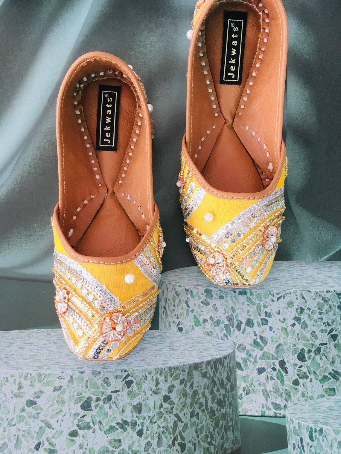 Rajasthani Yellow Embroidered Juttis for Women/ Kids/handmade Jutties