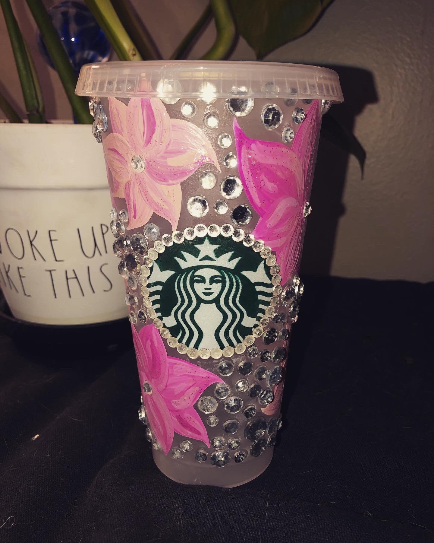 Custom Made Floral Bling Starbucks Tumbler Cups Etsy