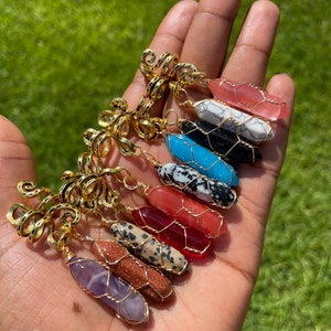 Gold Crystal Haarschmuck|Loc Schmuck|Zopfzubehör| Schmuck für Zöpfe, Twist, Loks|Kristall Draht gewickelter Haarschmuck