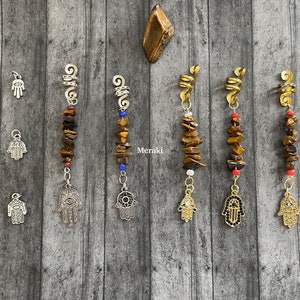 Tigerauge Hamsa Hand Haarschmuck: Zöpfe, Lok Schmuck