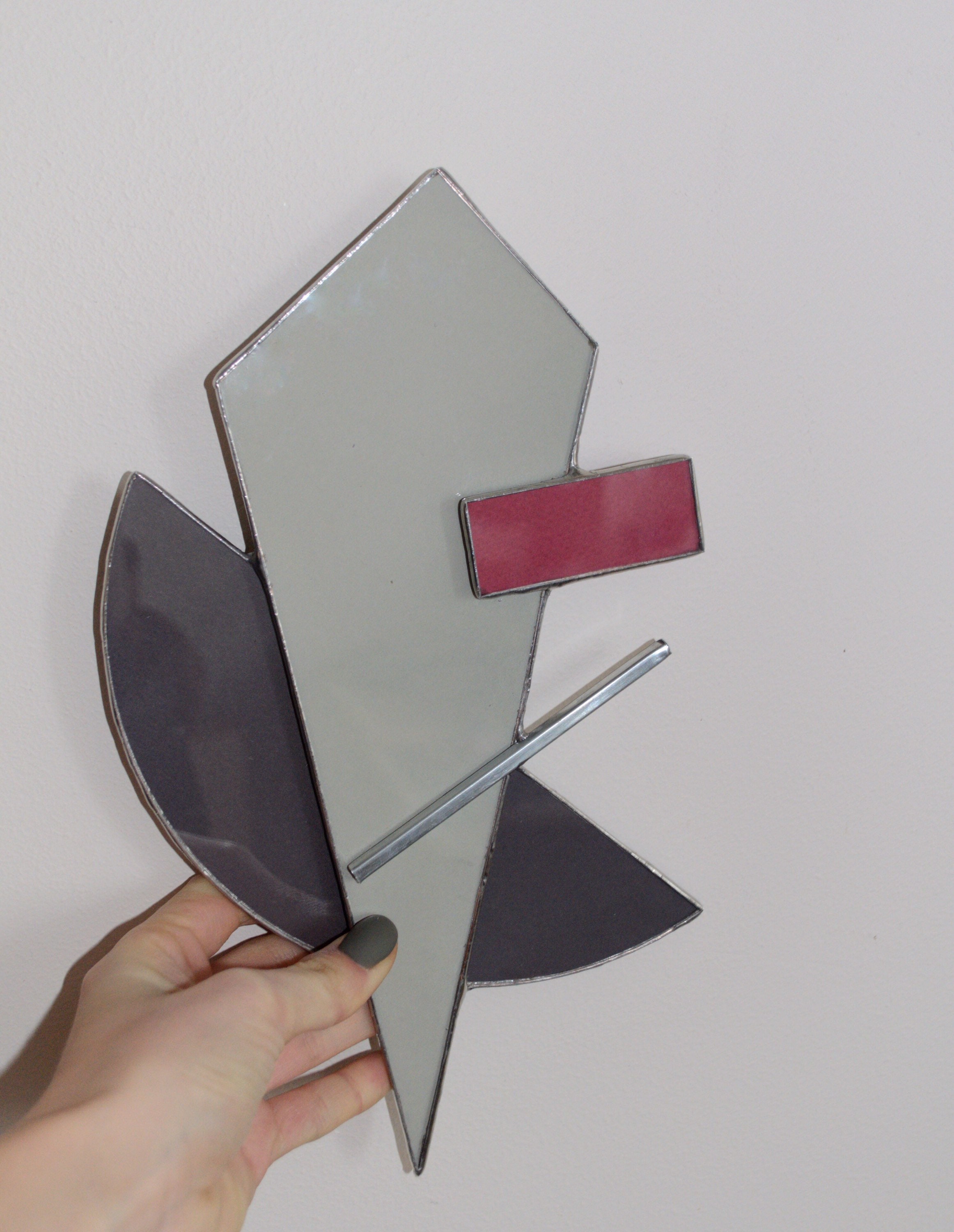 Modern abstract geometric glass wall hanging sculpture Etsy