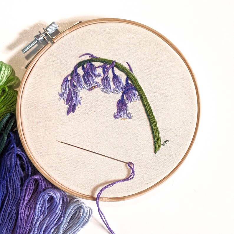 Bluebell plant embroidery sybju pdf detailed instructions  etsy