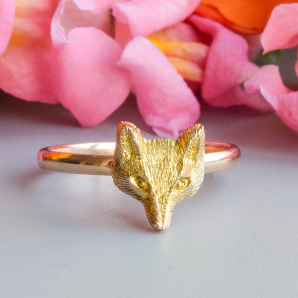 Bague renard victorienne ancienne en or 9 carats