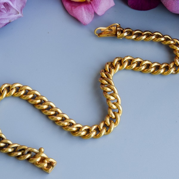 Antique curb link Victorian bracelet 15 and 9 carat gold