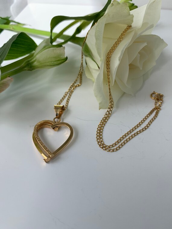 Vintage Layered Heart Pendant Necklace 