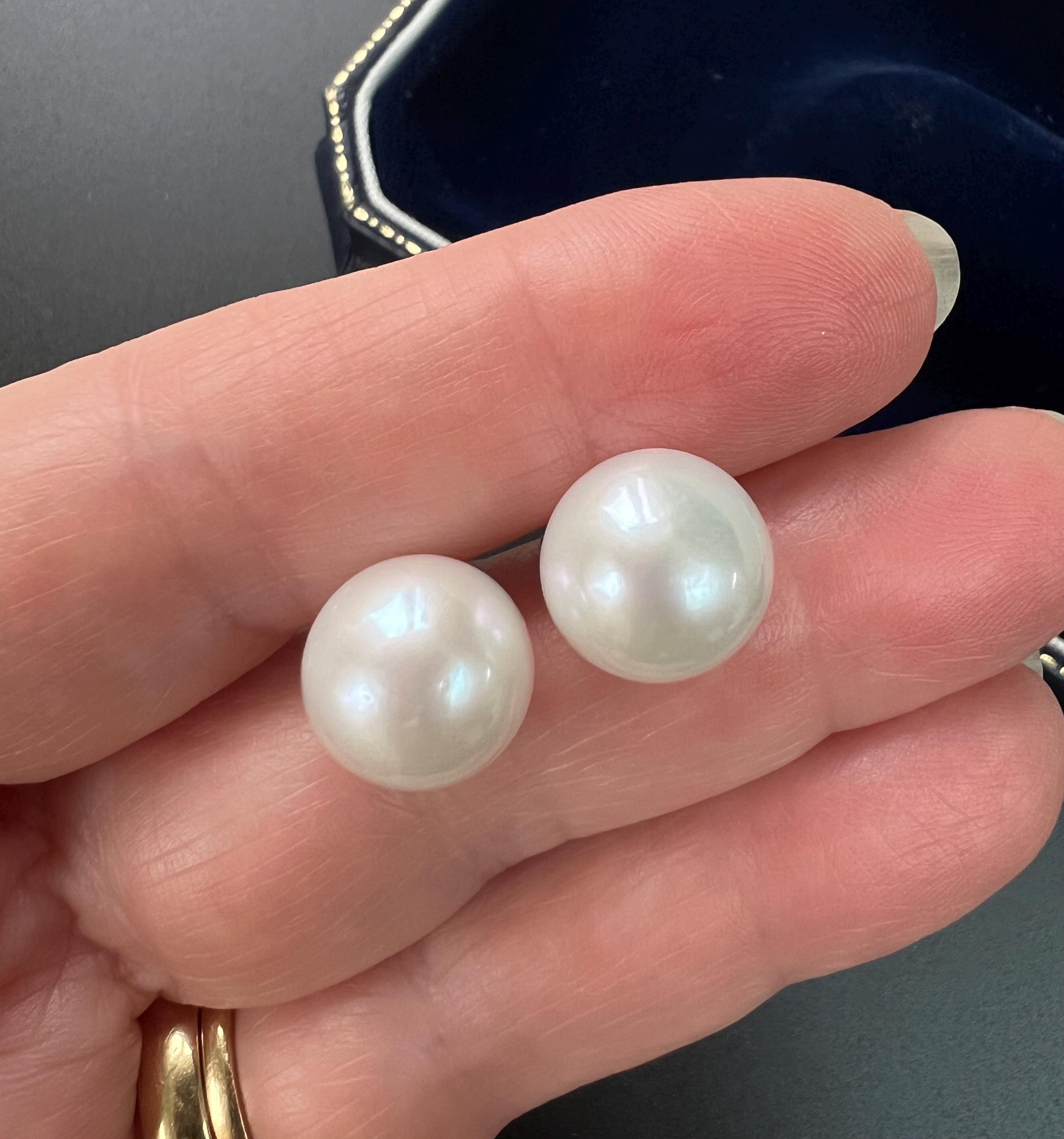 ヴィンテージ ラージ 11.6 mm 養殖真珠 スタッドピアス 18金 - Etsy 日本