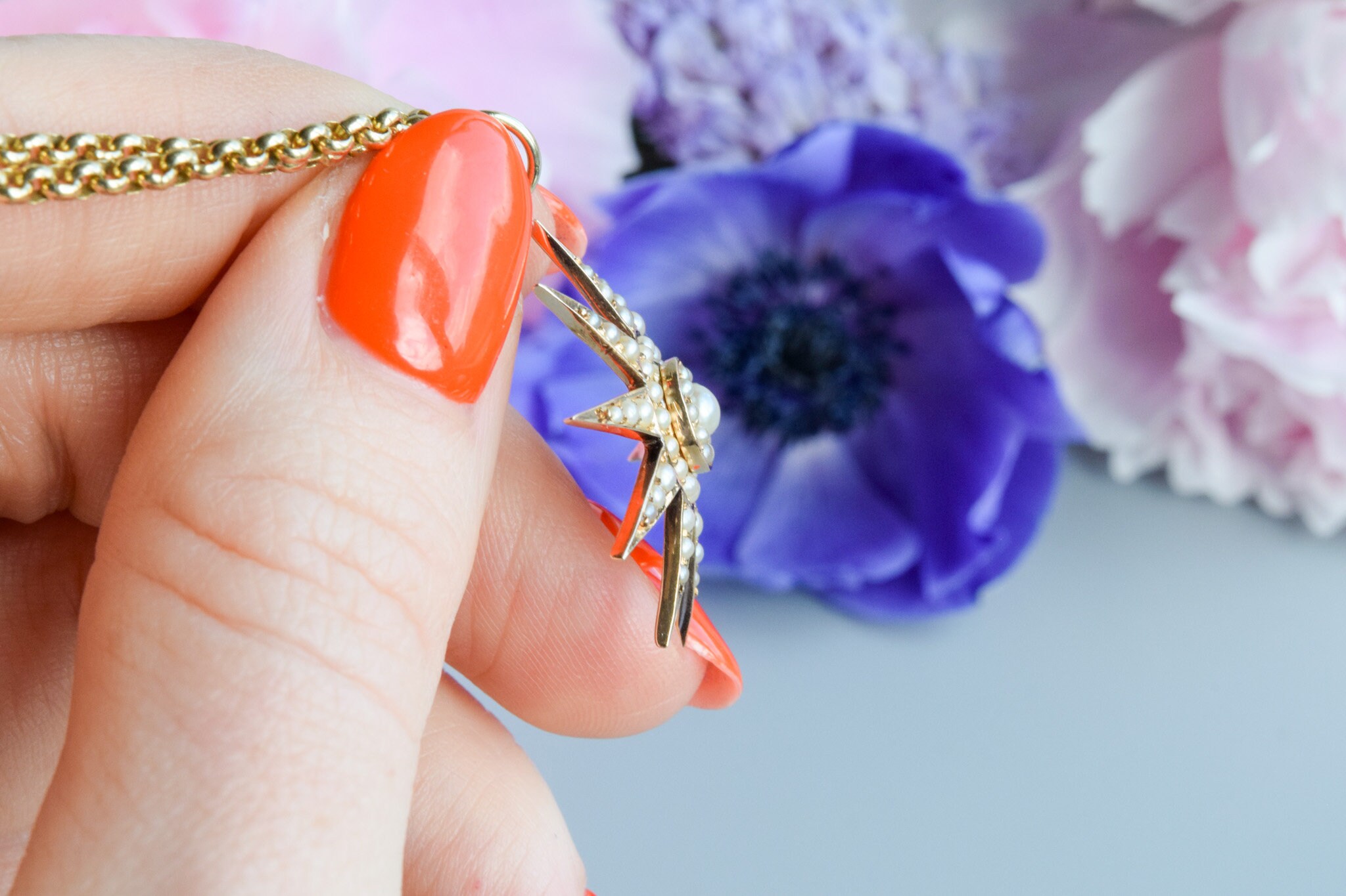 イギリス ビクトリア朝　アンティークネックレス☆ シードパール アンティークビクトリア朝シードパールネックレス（18カラットイエロー