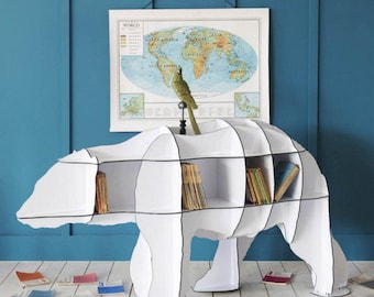 Eisbär Bücherregal Sperrholz Pläne, CNC Laser Cut Vorlage (Digitaler Download, PDF & CDR Dateien)