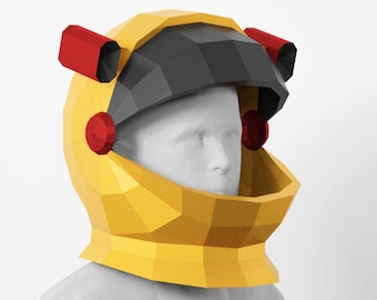 Astronaut Helm Papercraft PDF Vorlage - DIY Low Poly Weltraum Maske