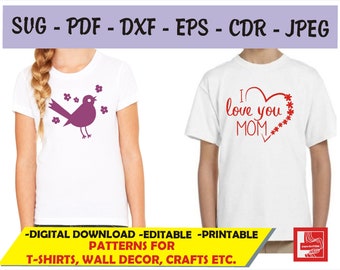 Paquete SVG de amor, patrones para camisetas y decoración de pared (descarga digital)