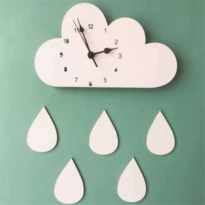 Kids Room Cloud Wall Clock SVG File, Nursery Decor Laser Cut,