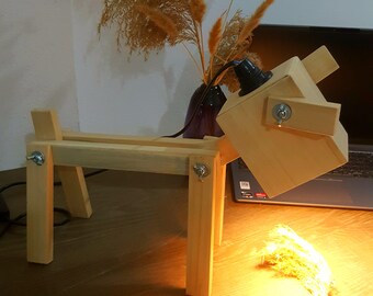 Handgemachtes Massivholz Welpen Licht 35 cm Einstellbare Nordic Werkstatt Dekor Minimalist Hölzerne E14 Skulptur